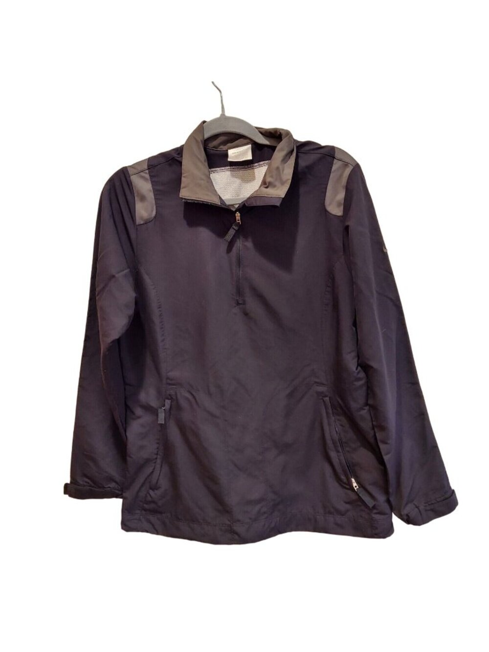 Nike Golf Womans M 1/4 Zip Pullover zip pockets Golf Jacket Black Gray gym